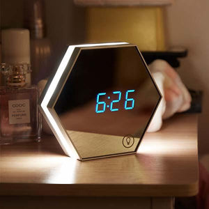 Elegante reloj de alarma multifuncional: ¡es un espejo, alarma y una luz de noche!