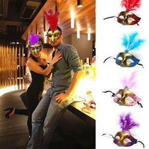 Paquete de 4 - Máscaras de plumas LED Masquerade