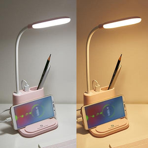 Lámpara para Escritorio LED con Puerto de Carga USB y Soporte para Lápiz